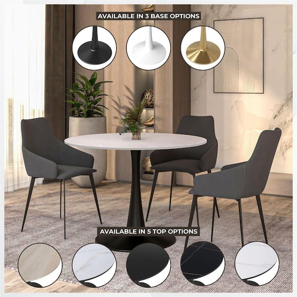 Leisuremod Bristol 40 in. Round Dining Table Modern MDF Wood in