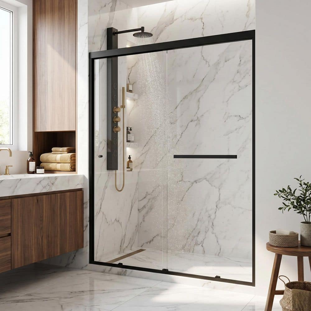 VIGO Satro 56 to 60 in. W x 74 in. H Double-Sliding Framed Shower