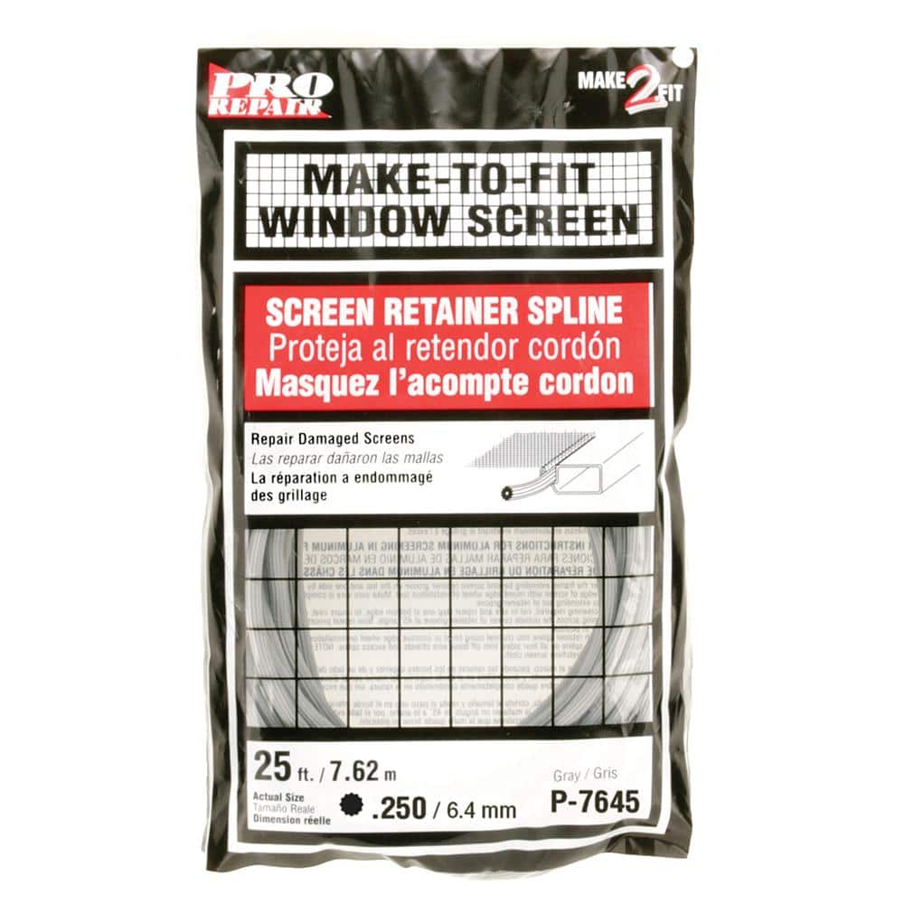 Prime-Line 0.250 in. x 25 ft. Gray Screen Retainer Spline P 7645 - The Home  Depot