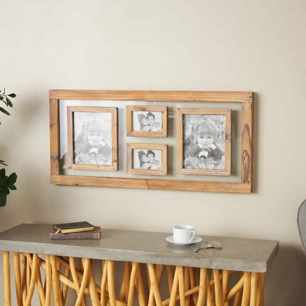 Litton Lane 8" x 10" Brown 4 Slot Wall Photo Frame with Wood Frame