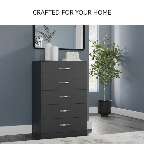 Signature DESIGN BY ASHLEY Finch Black 5 Drawer 29.88 in. Chest of