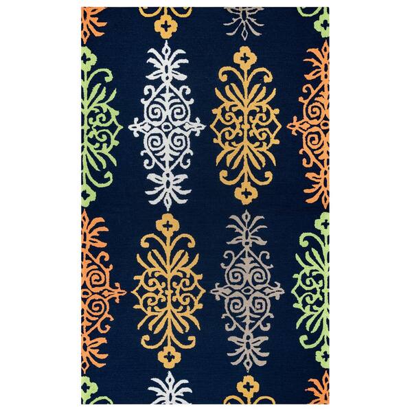 Rizzy Home Azzura Hill Navy Medallion 8 ft. x 10 ft. Indoor/Outdoor Area Rug
