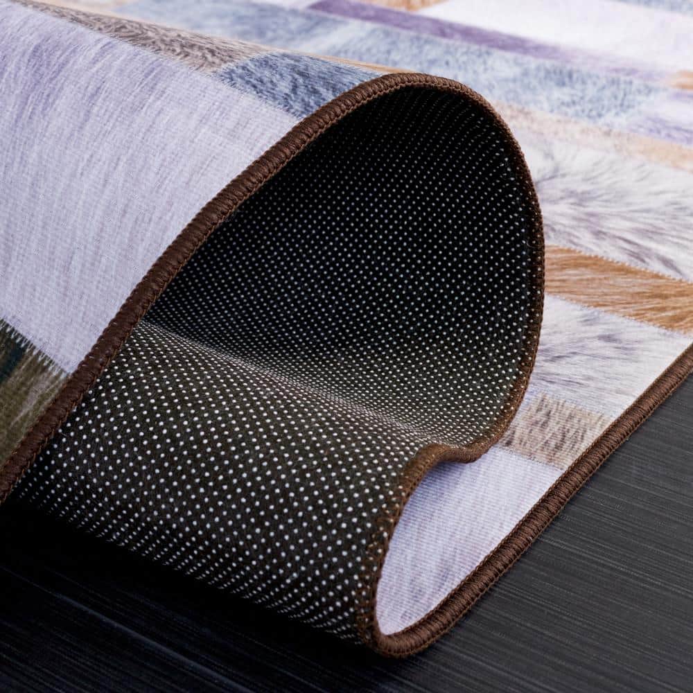 Multicolor Faux Fur Rectangular Washable Area Rug