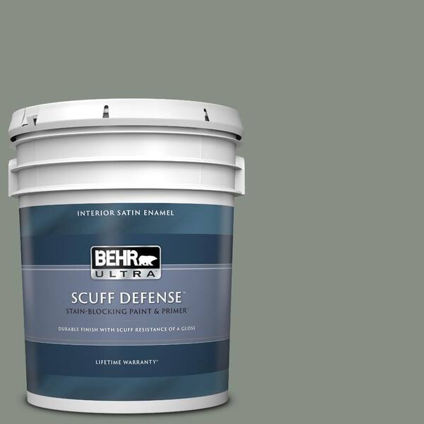 BEHR ULTRA 5 gal. #PPF-34 Peaceful Glade Extra Durable Satin Enamel Interior Paint & Primer