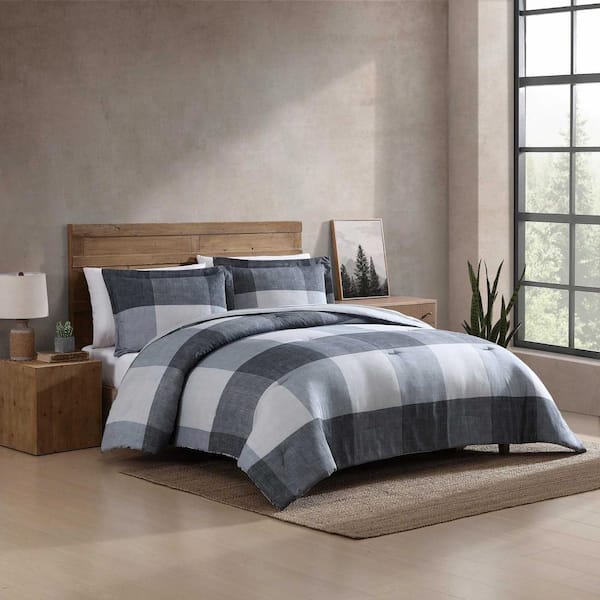 Eddie Bauer Oversized Plaid 7-Piece Grey Cotton Blend Queen