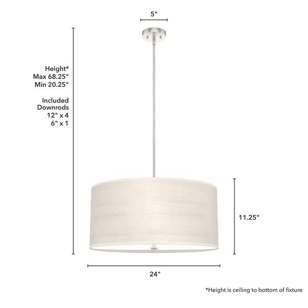 Hunter - Solhaven 4-Light Bleached Alder Island Pendant Light with Cream Plastic Shade