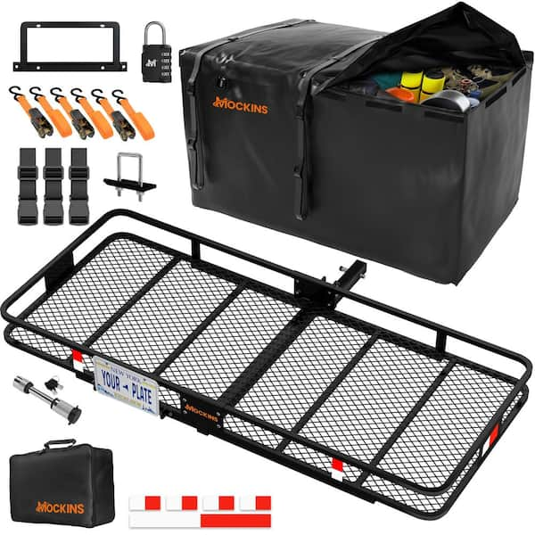 70 in. x 30 in. x 6 in. Foldable Hitch Cargo Carrier with 500 lbs. Capacity - Includes 40 cu. ft. Waterproof Cargo Bag