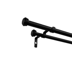 Topper 66 in. - 120 in. Adjustable Length Double Curtain Rod Kit in Matte Black with Topper Finial