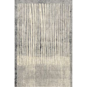 Emely Modern Striped Light Grey 8 ft. x 10 ft. Modern Area Rug