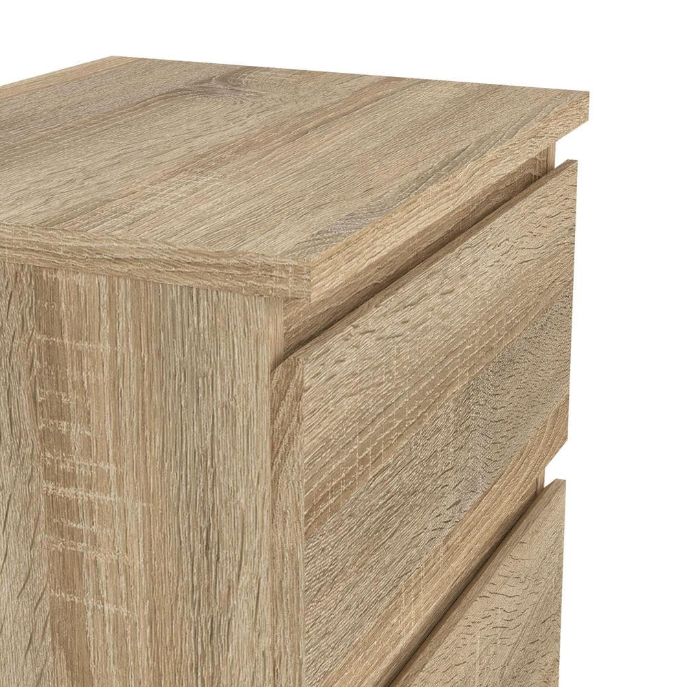Oak Structure 2-Drawer Wood Nightstand with Particle Board Top