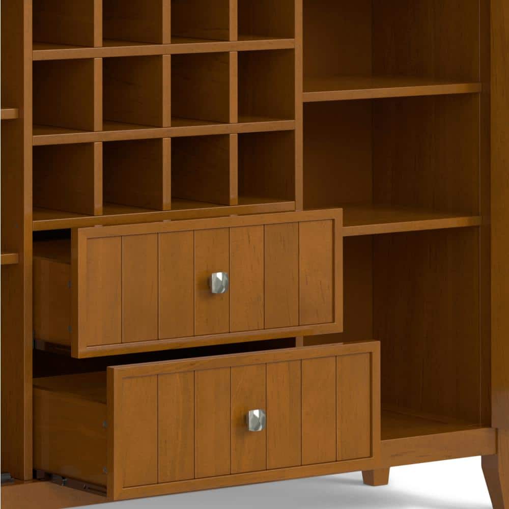 Bedford Light Golden Brown Solid Wood Sideboard Buffet with Wine Rack