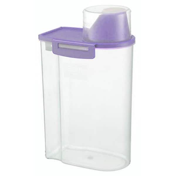 Unbranded Pet Food Storage Container with Measuring Cup Pour Spout Seal Buckles for Dogs Cats Purple 2.5L Plastic