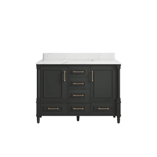 Willow Collections Hudson 48 in. Single Sink Freestanding Black Top Bath Vanity with Calacatta Laza Quartz Top Unassembled