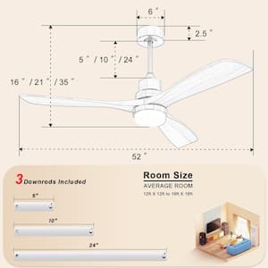 Belenus 52 in. indoor Matte White Ceiling Fan with Remote Control and Reversible Motor