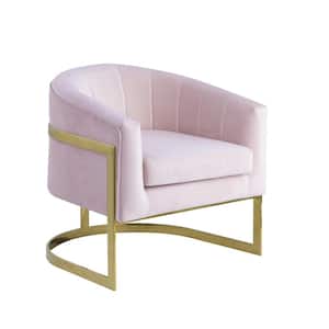 Hailey Pink Velvet Arm Chair with Gold Base