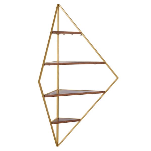 Kate and Laurel Melora 38.00 in. x 23.12 in. Walnut Brown Wood Floating Decorative Wall Shelf