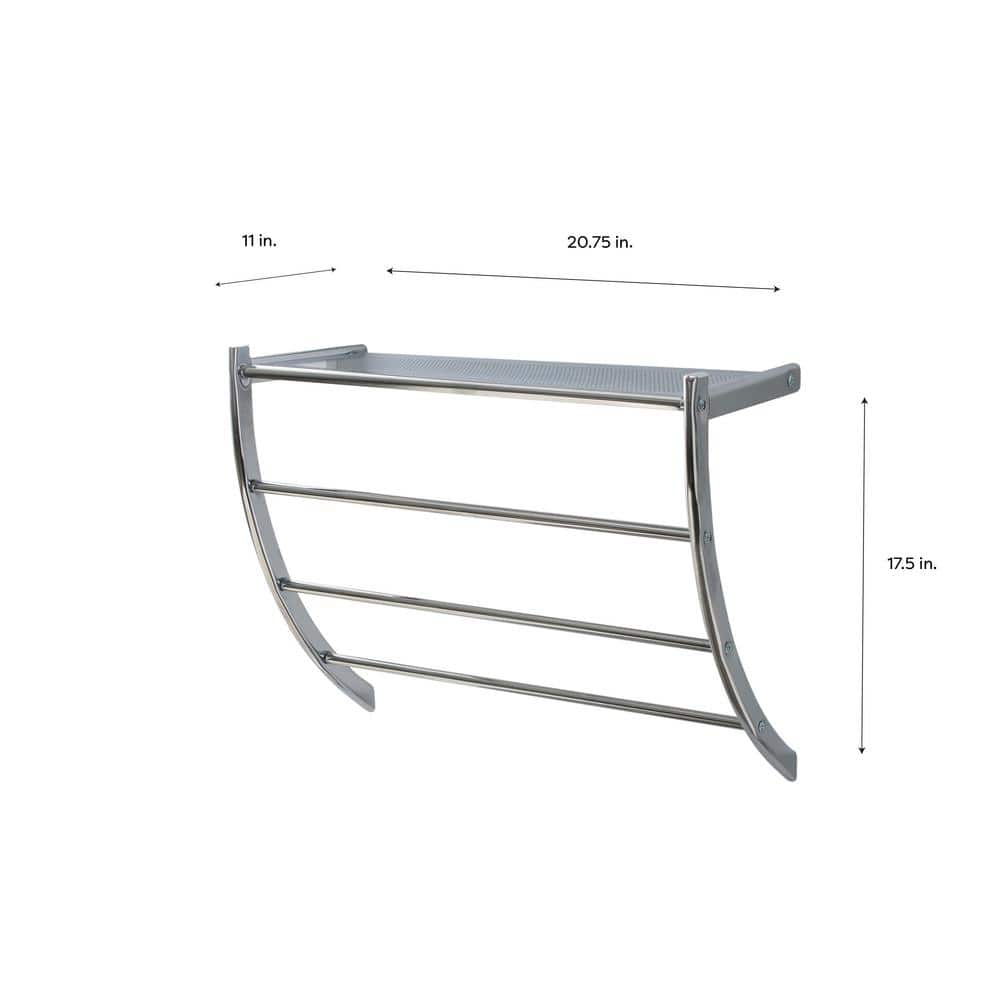 Chrome Wall Mounted Towel Rack with Shelf