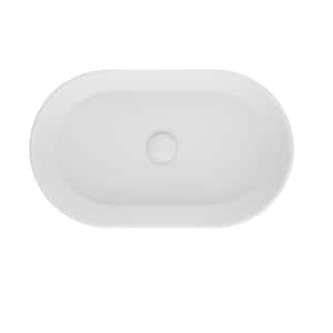 24 in. L x 14 in . W x 5.5 in. H Modern Oval White Above Bathroom Vessel Sink