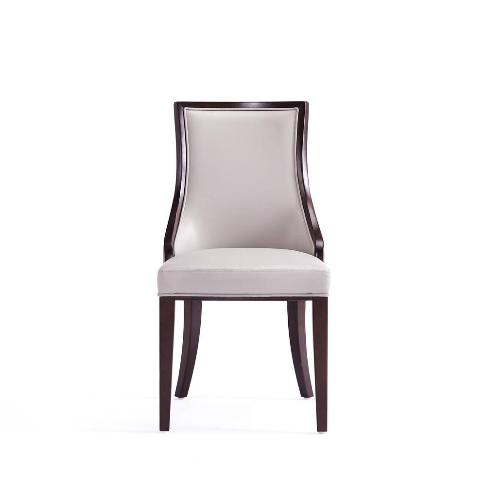 Elegant Light Gray Faux Leather Upholstered Side Chair with Wood Frame