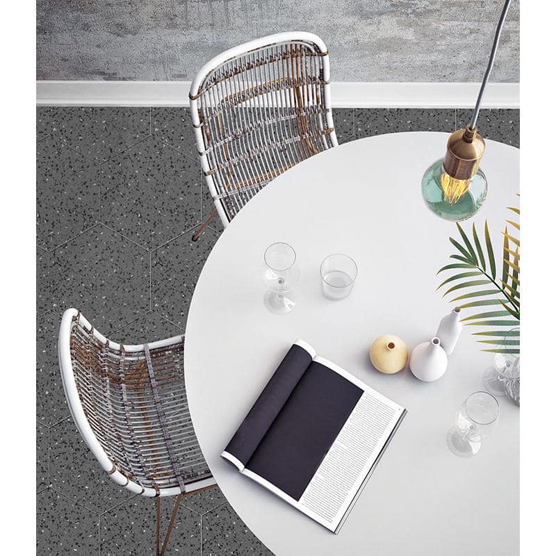 Gray and Black Hexagonal Porcelain Wall and Floor Tile