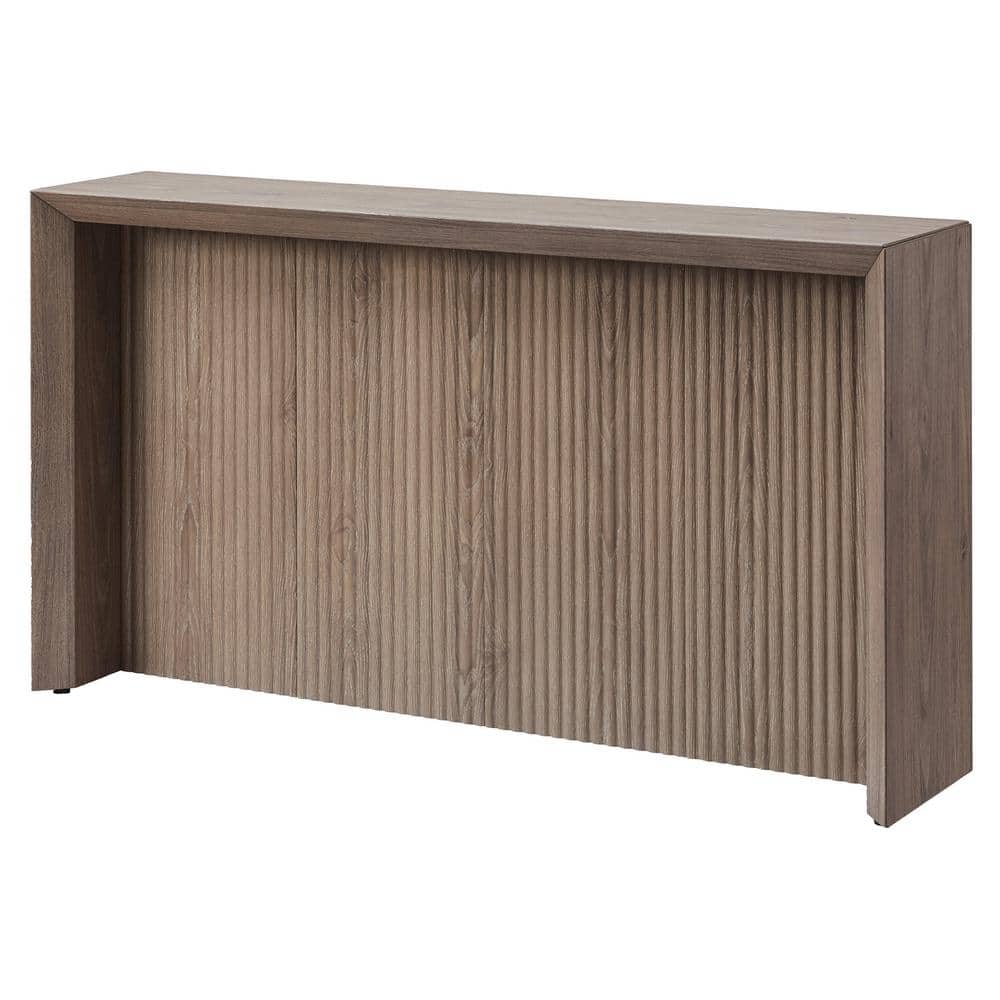 Antiqued Gray Oak Rectangular Hallway Table with Ridged Storage
