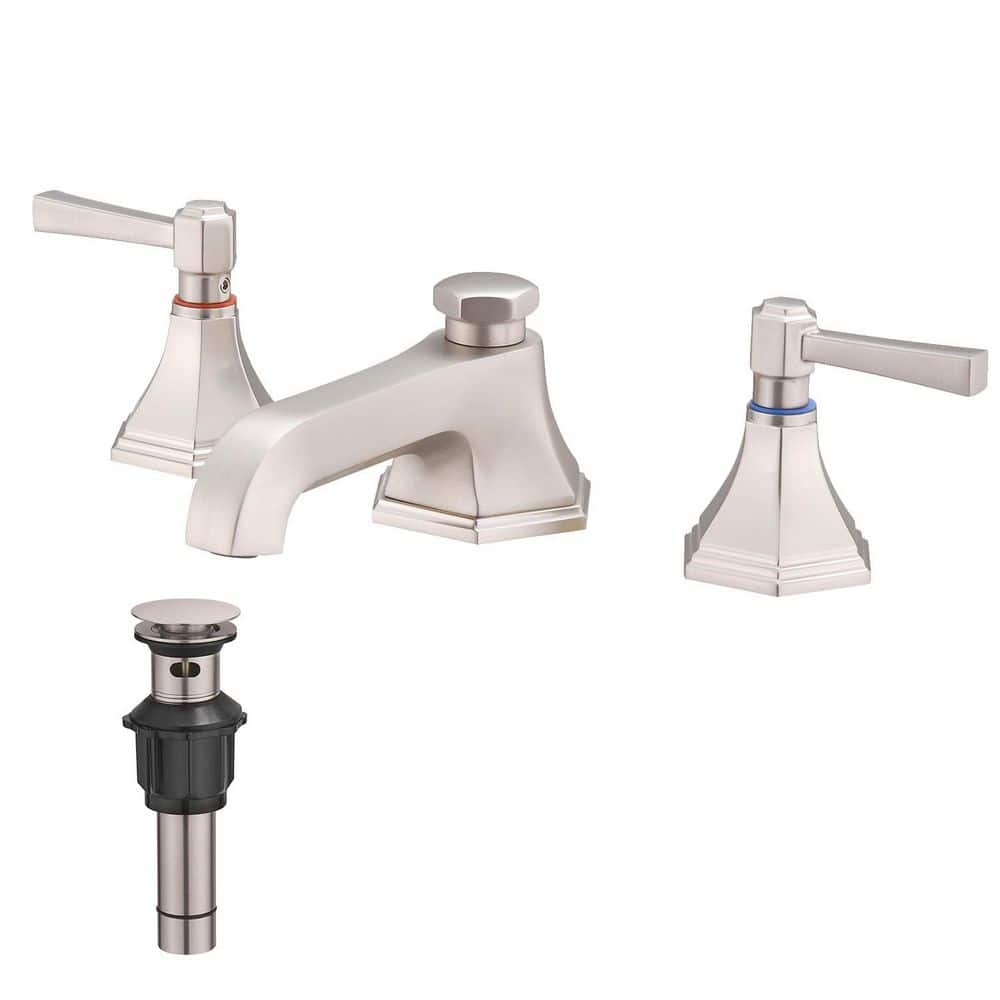 8 in. Widespread Double Handle Low Arc Bathroom Faucet with Drain Kit, Easy to Install, Drip Free in Brushed Nickel price history on PriceWatchPro