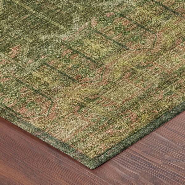 Chantille Machine Washable Indoor/Outdoor Abstract ACN2728 Olive 5 ft. x 7 ft. 6 in. Area Rug