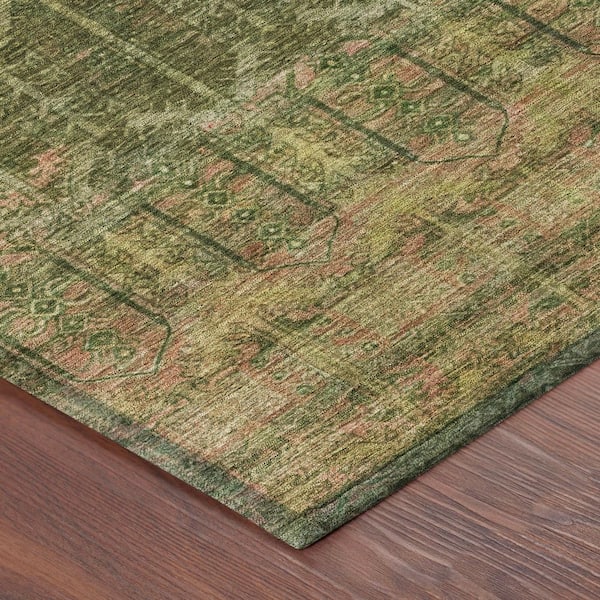 Chantille Machine Washable Indoor/Outdoor Abstract ACN2728 Olive 8 ft. x 10 ft. Area Rug