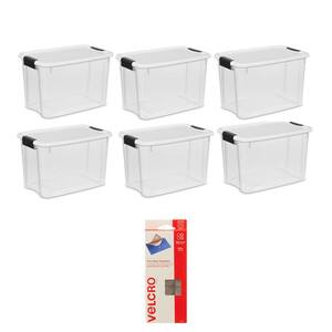 30 Qt Storage Tote (6 Pack) with Velcro Brand Coin Fasteners (75 Pack)