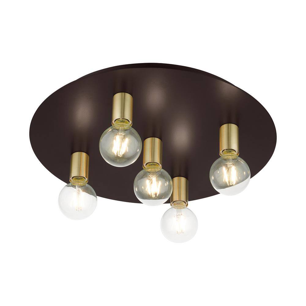 Bronze 5-Light Indoor/Outdoor Flush Mount Ceiling Fixture