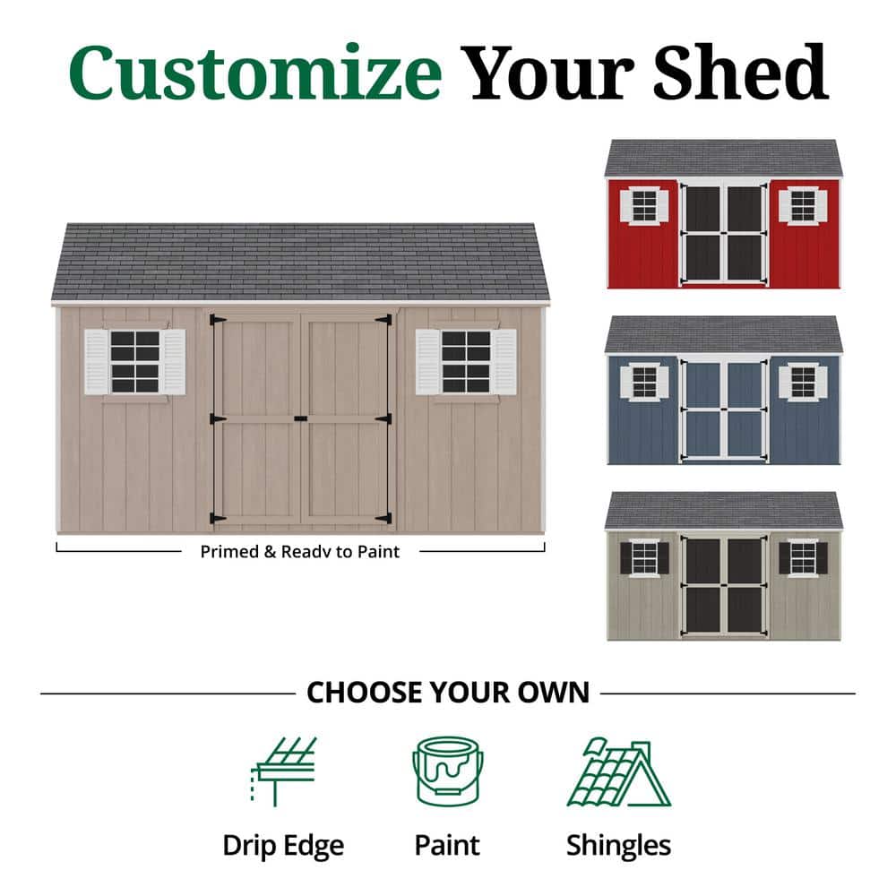 12x14 Dark Gray Wooden Workshop Shed with Windows and Floor
