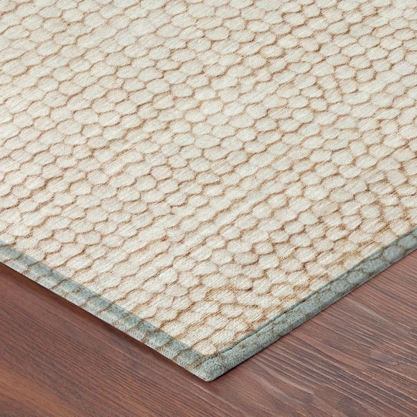 Chantille Machine Washable Indoor/Outdoor Abstract ACN2719 Ivory 8 ft. x 8 ft. Round Rug