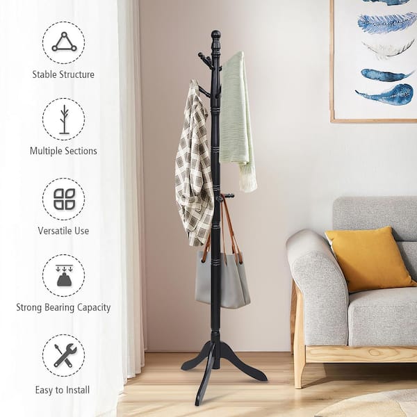 Wood Coat Racks Floor Stand Hanger with Tripod Base high quality for Clothes