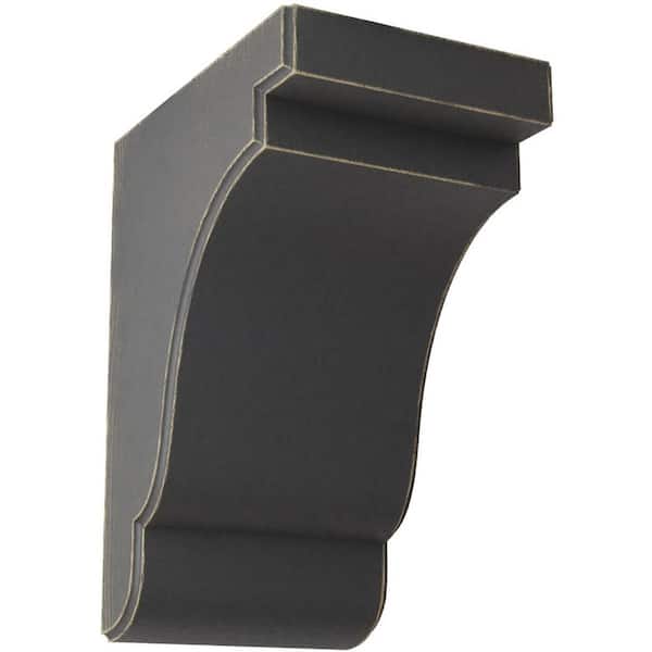 Ekena Millwork 5-1/4 in. x 9-1/2 in. x 7-1/4 in. Black Bedford Wood Vintage Decor Bracket