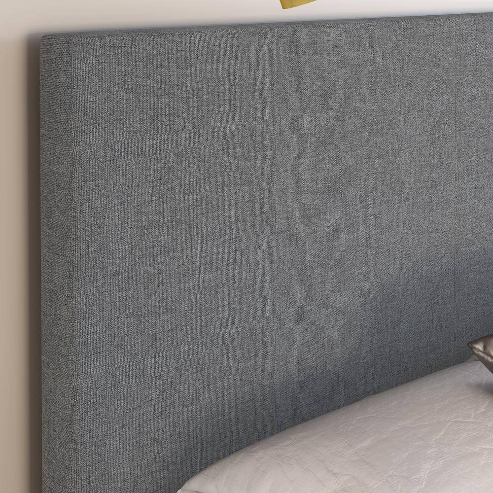 Sleek Milan Gray Linen Upholstered Queen Platform Bed with Tufted Headboard