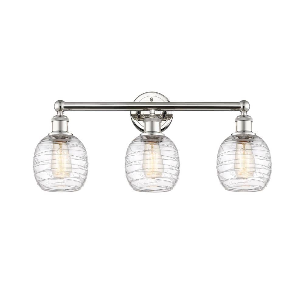 Belfast 24 in. 3-Light Polished Nickel Vanity Light with Glass Shade price history on PriceWatchPro