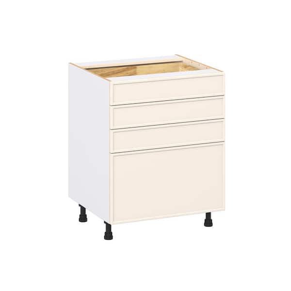 Fairview 27 in. Wx24 in. D x 34.5 in. H Assembled Slim Shaker Drawer Base Kitchen Cabinet in Washed Linen with 4-Drawers