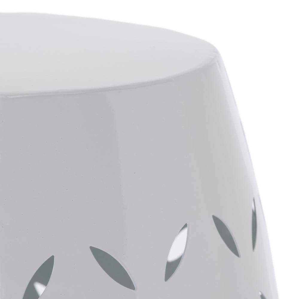 White Iron 12.25" Round Outdoor Patio Side Table