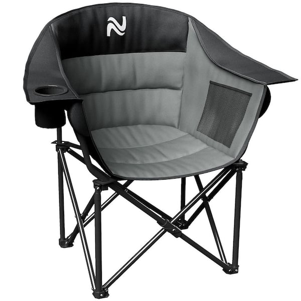 BOZTIY Oversized Outdoor Portable Folding Camping Chair Foldable Chair Seat Supports 500 lbs. Moon Chair, Black