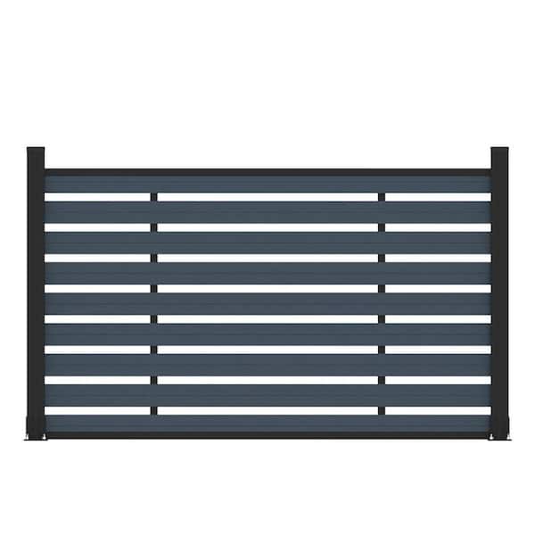 Low Maintenance 3.8 ft. H x 6 ft. W Waterproof Gray Composite Fence Panel Kit with Two Posts