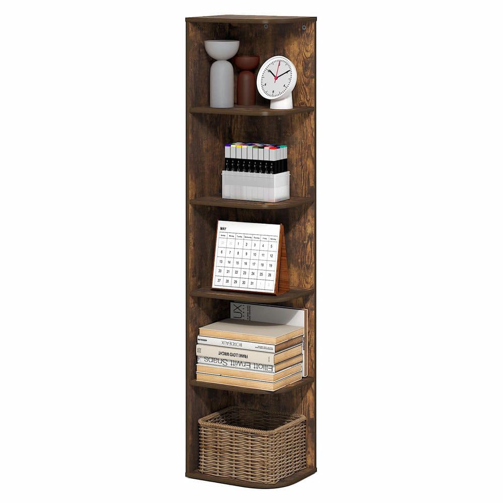 PASIR 51.7 in. Tall Amber Pine Wood 5-Shelf Bookcase price history on PriceWatchPro