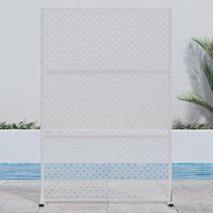 72 in. H x 47 in. W White Outdoor Metal Privacy Screen Garden Fence Woven Pattern Wall Applique