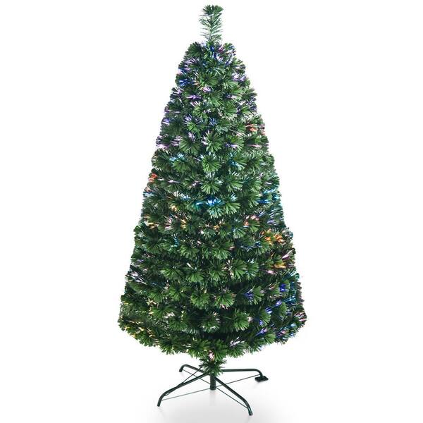 Kingdely 7 5 Ft Multi Colored Fiber Optic Pre Lit Artificial Christmas Tree With Lights And Foldable Stand 370 Tips Tcht Zyk0038 C The Home Depot