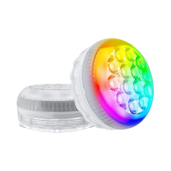 White Color Changing Swimming Pool Light Wireless Charging With Remote Control and Changing Base (2-Pack)
