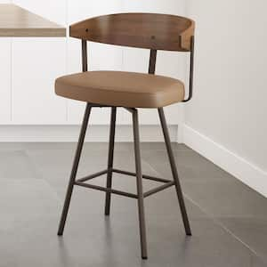 Quinton 25.25 in. Tan Faux Leather/Dark Brown Metal Counter Stool