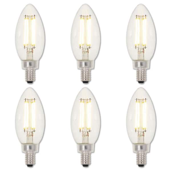 Westinghouse 40-Watt Equivalent B11 Dimmable Clear E12 Edison Filament LED Light Bulb 3000K (6-Pack)