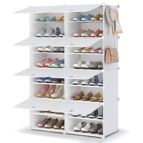 Intrekking Adviseren Ecologie 48 in. H 32-Pair White Plastic Shoe Rack shoes-203 - The Home Depot