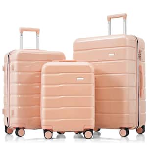 3-Piece Pink ABS Hardshell Spinner Luggage Set with TSA Lock 3-Stage Telescoping Handles