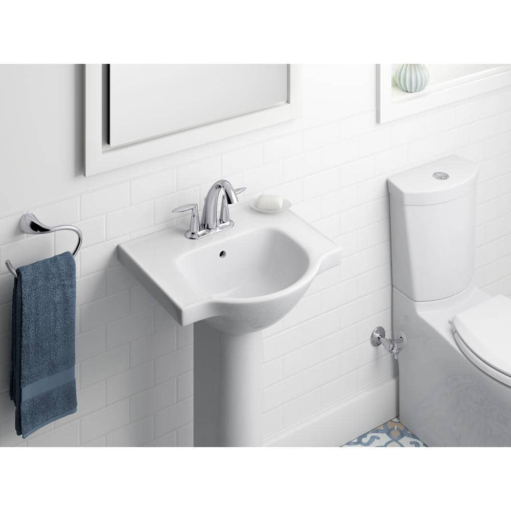 KOHLER Veer 24 in. Vitreous China Pedestal Sink Basin in White with Overflow Drain