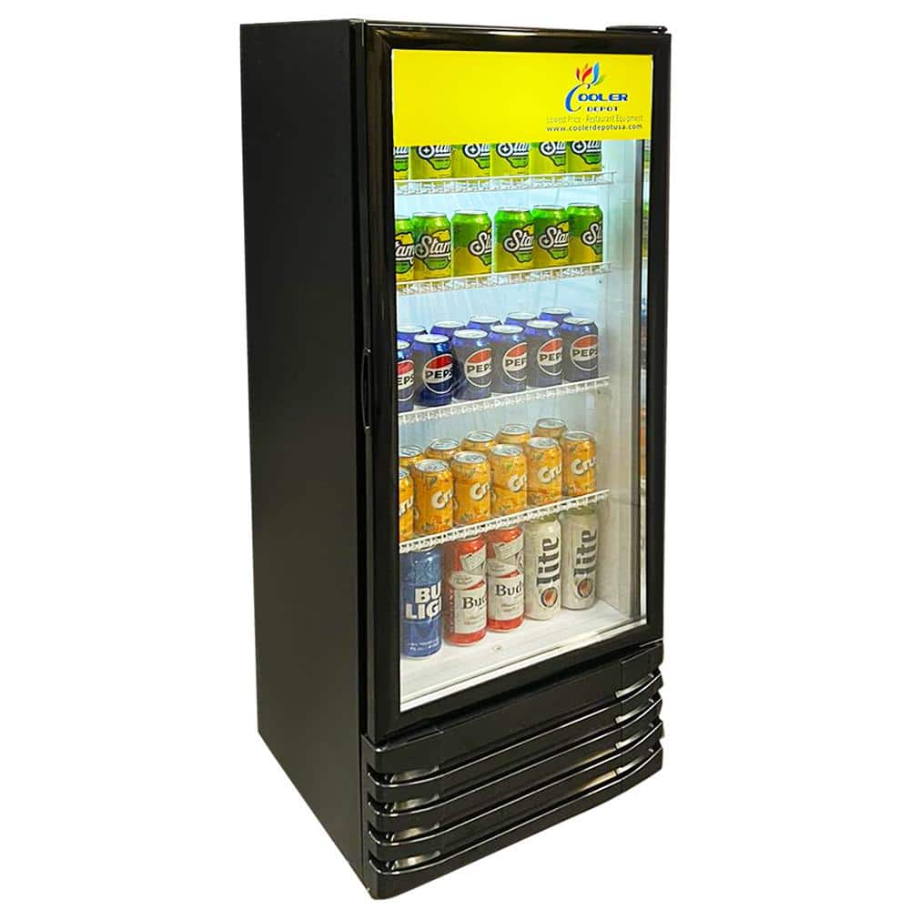 Black Glass Commercial Display Refrigerator with Wire Shelves
